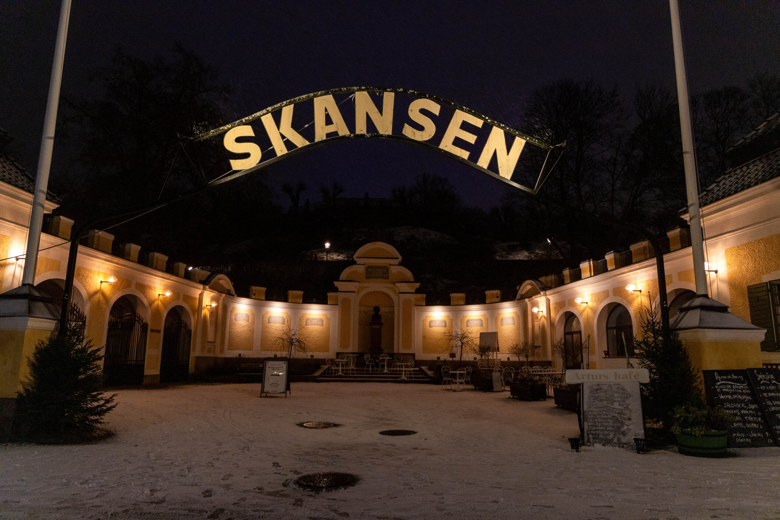 Skansen Entrance Winter Night Photo of Skansen Entrance at winter.