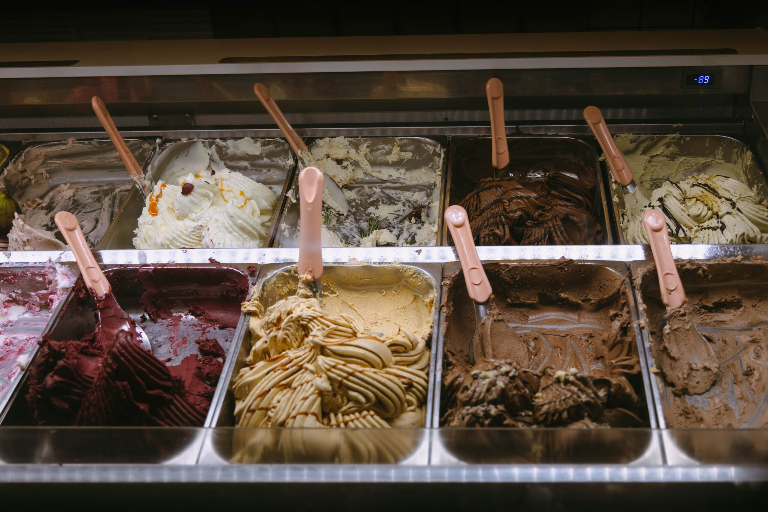 Close up of ice cream flavors