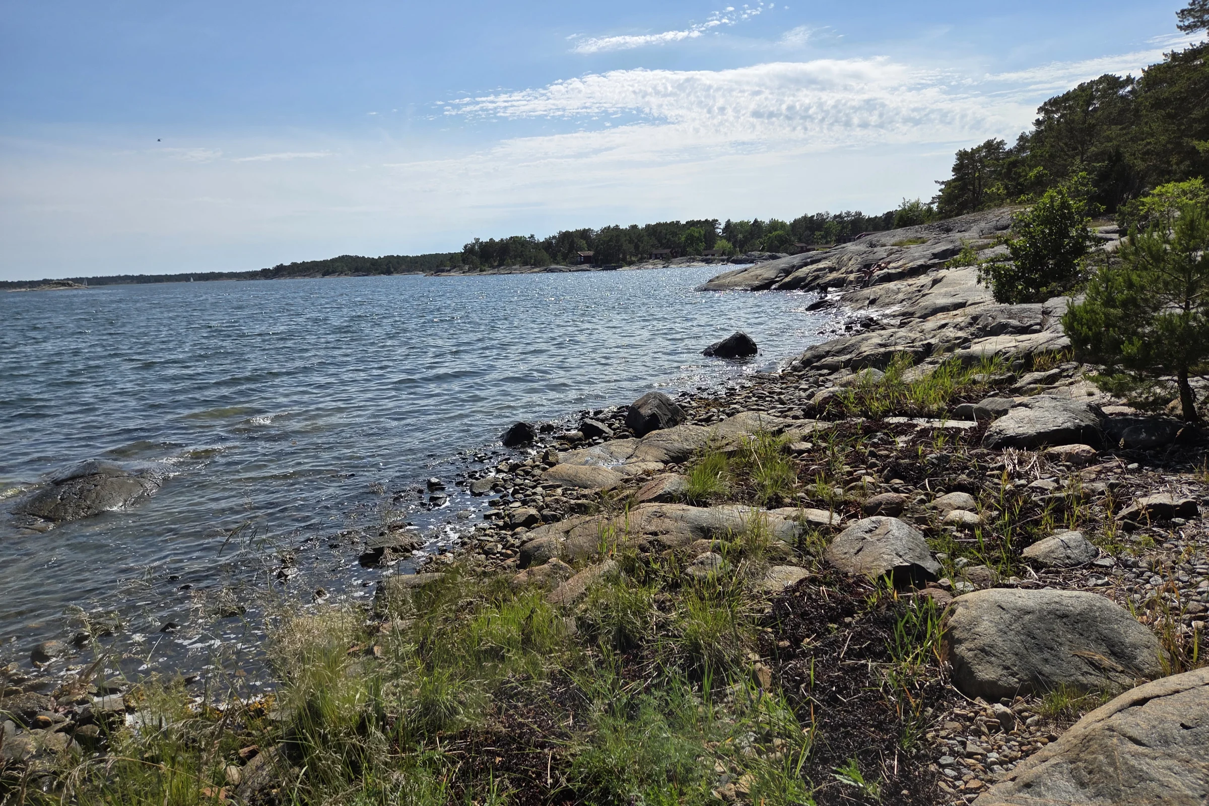 Natural shore at Möja with waterfront cliffs from where you can swim.